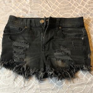 Black jean shorts
